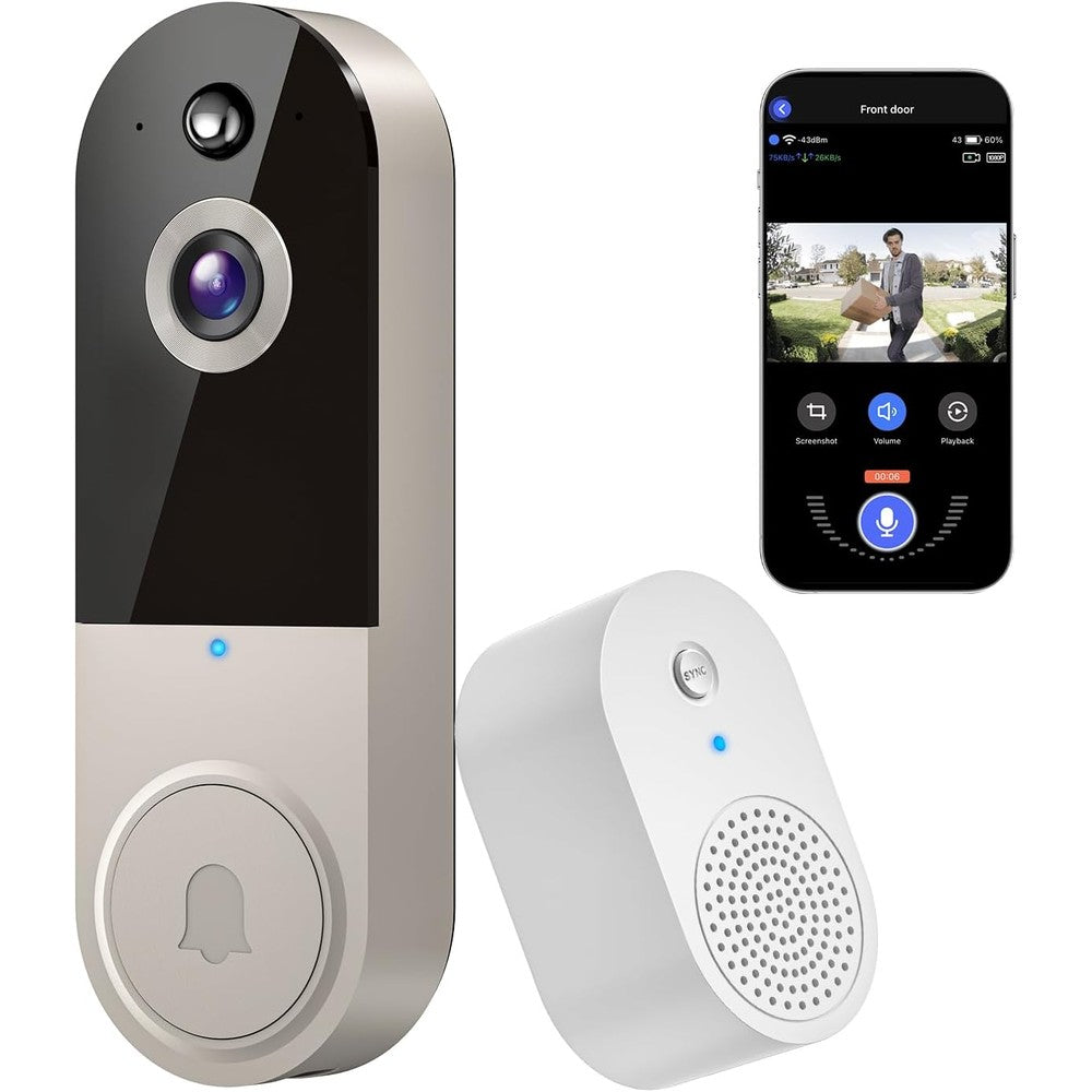 1080P Video Doorbell Camera, Smart Human Detection, Cloud Storage