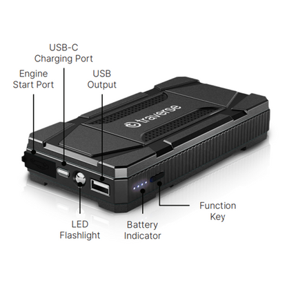 Traverse Smart 800A 12V Car Jump Starter and Backup Power Bank with Battery Indicator and LED Flashlight