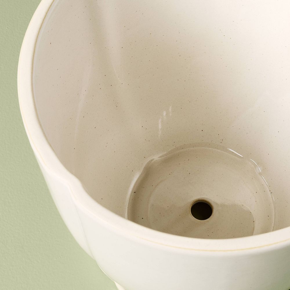 9.5" Stoneware Indoor/Outdoor Planter Pot with Saucer Cream - Hearth & Hand (3)