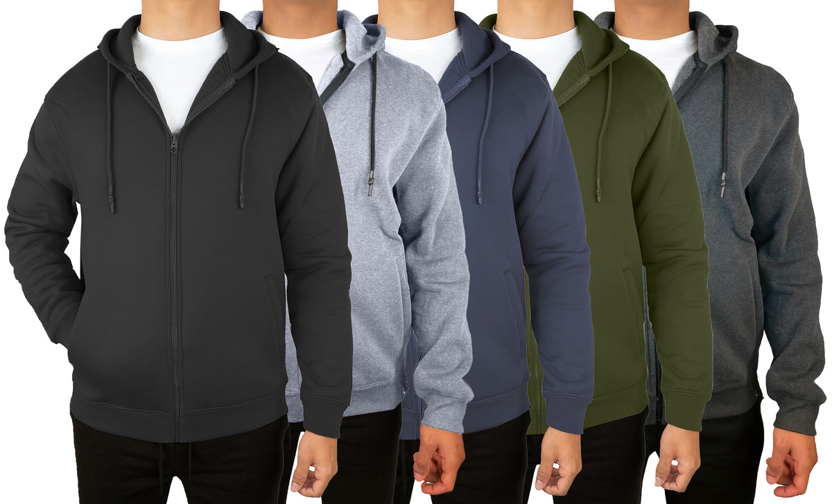 Men’s 3-Pack Fleece-Lined Zip-Up Hoodies – Warm Cotton Blend, Modern Fit Sweatshirts (1)