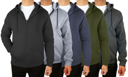 Men’s 3-Pack Fleece-Lined Zip-Up Hoodies – Warm Cotton Blend, Modern Fit Sweatshirts (1)