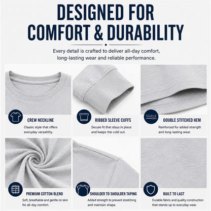 5-Pack Men's Long Sleeve Crew Neck T-Shirt Tee Soft Work Casual Jersey Tees (2)