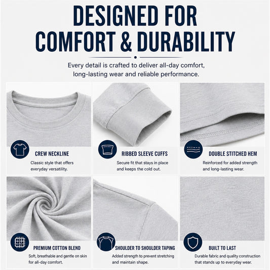 5-Pack Men's Long Sleeve Crew Neck T-Shirt Tee Soft Work Casual Jersey Tees (2)