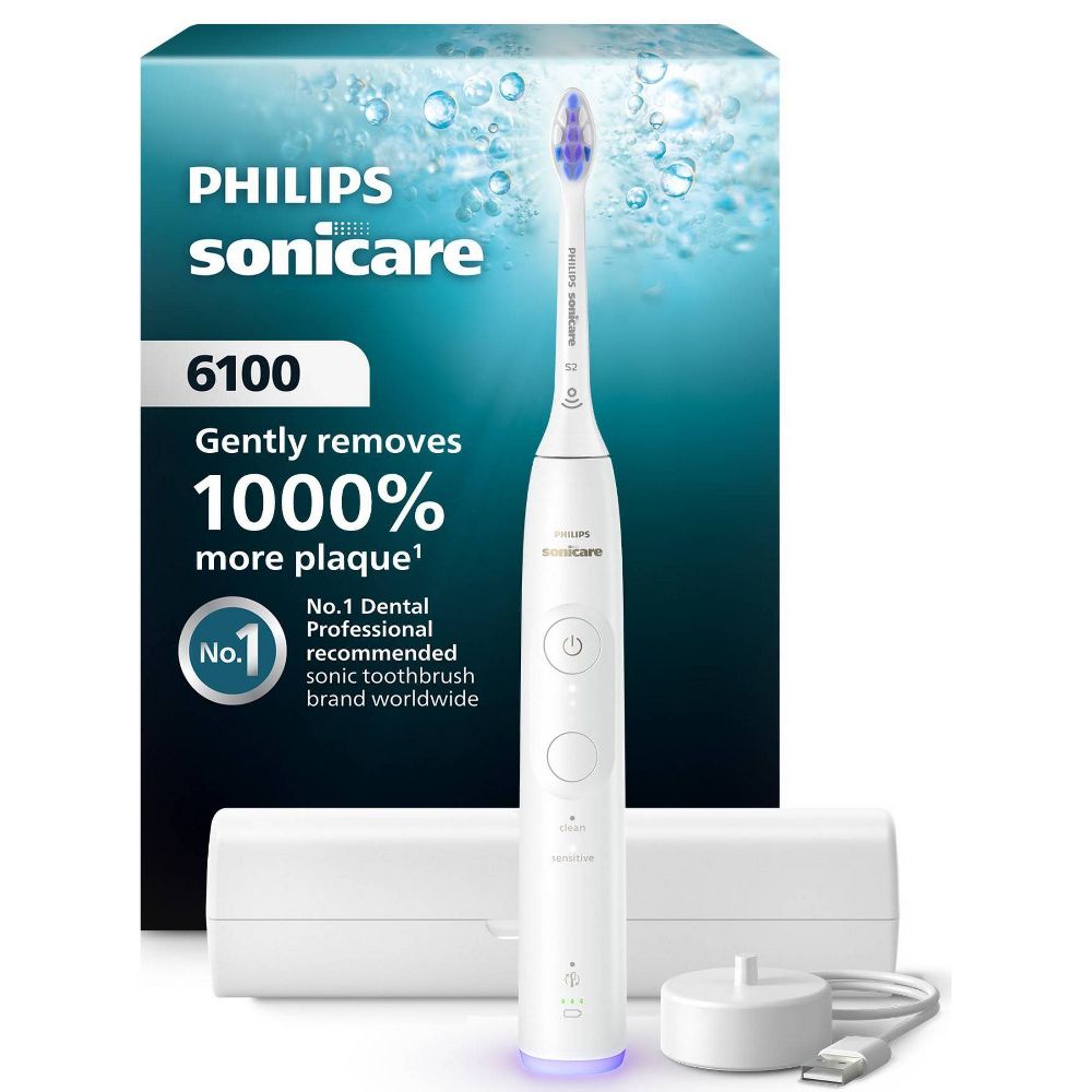 Philips Sonicare 6100 Rechargeable Electric Toothbrush with Brush Head - White (1)