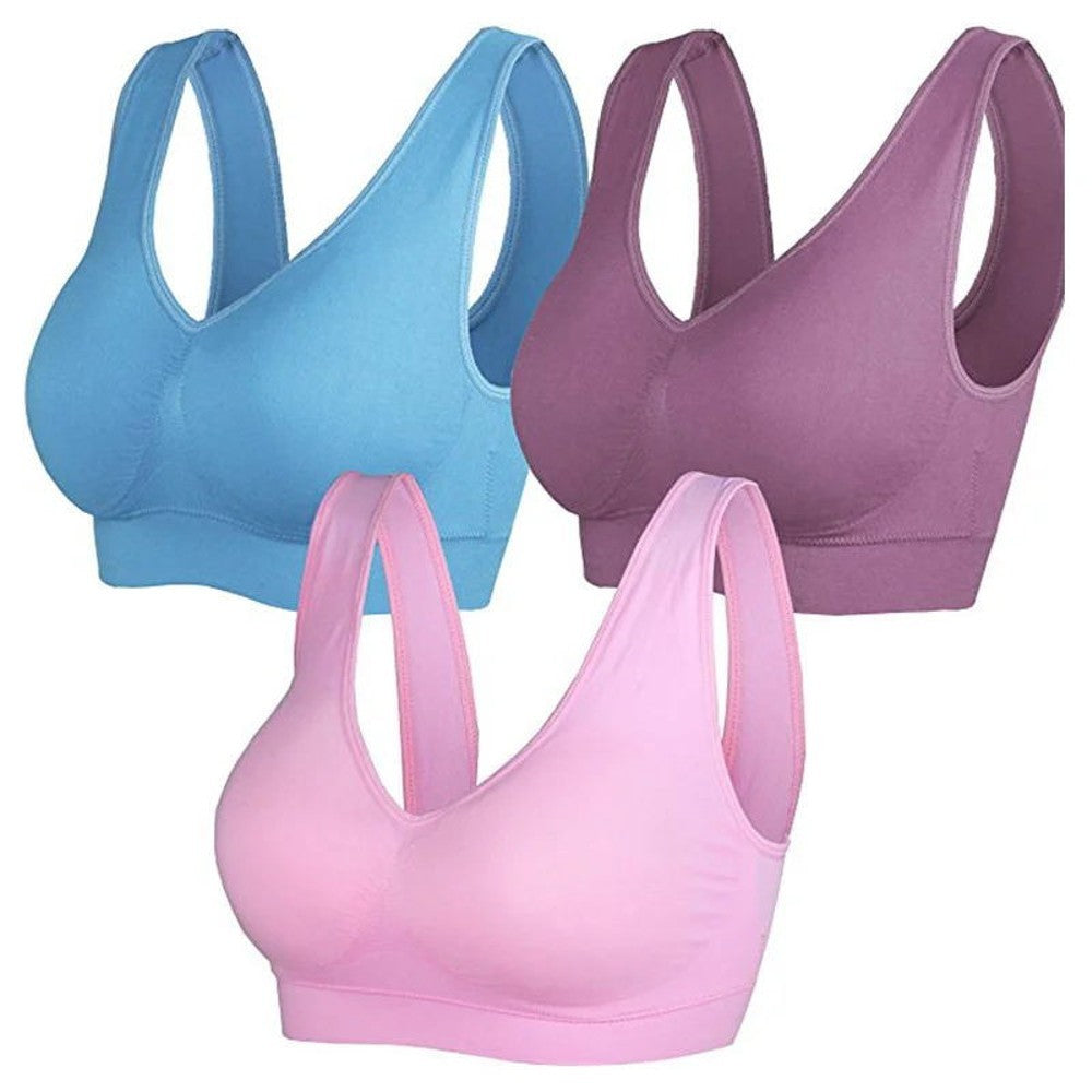 6-Pack Ladies Single Layer Seamless Sports Bra (3)